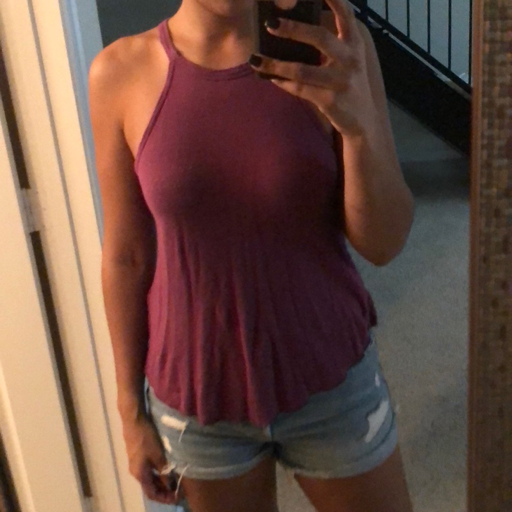 High neck purple tank